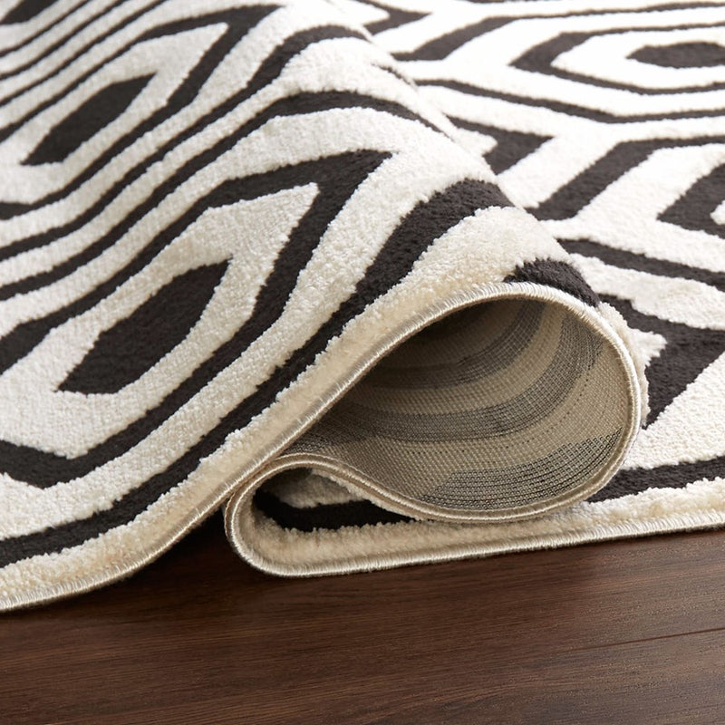 Lavin Rugs T9022 Optika 2' x 3' Geo Rug, Cream Black/White