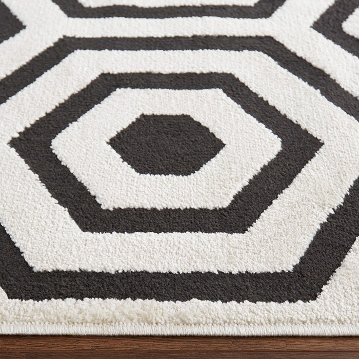 Lavin Rugs T9022 Optika 5'3" x 7'6" Geo Rug, Cream Black/White