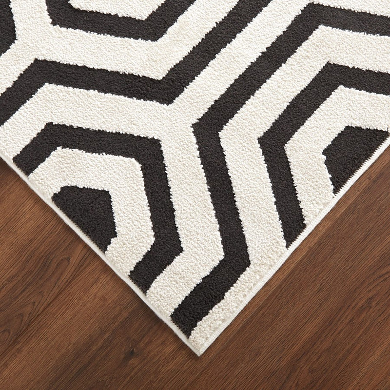 Lavin Rugs T9022 Optika 6'7" x 9'6" Geo Rug, Cream Black/White