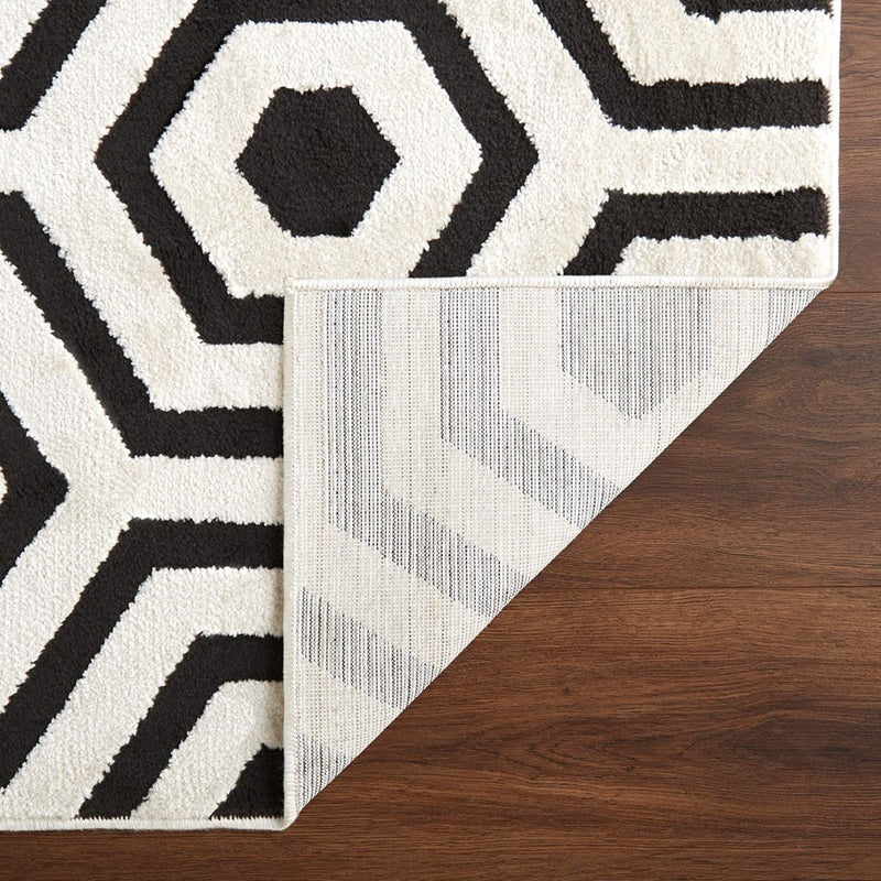 Lavin Rugs T9022 Optika 7'10" x 10'10" Geo Rug, Cream Black/White