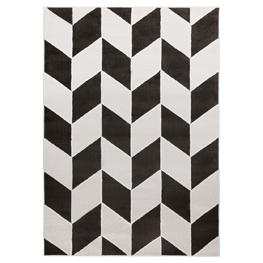 Lavin Rugs T9023 Optika 6'7" x 9'6" Chevron Rug, Cream Black/White - T9023-0609