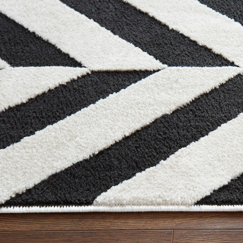 Lavin Rugs T9024 Optika 2' x 3' Chevron Rug, Cream Black/White