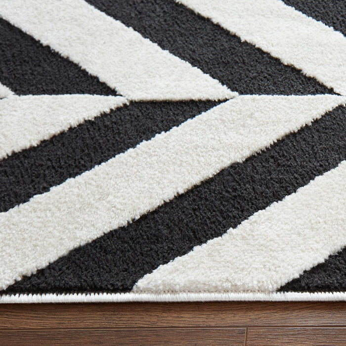 Lavin Rugs T9024 Optika 6'7" x 9'6" Chevron Rug, Cream Black/White