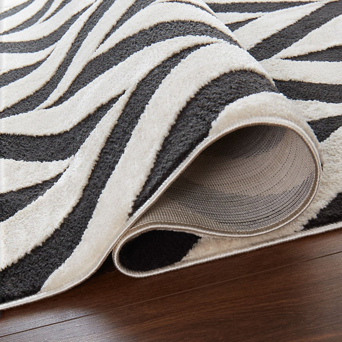 Lavin Rugs T9024 Optika 6'7" x 9'6" Chevron Rug, Cream Black/White