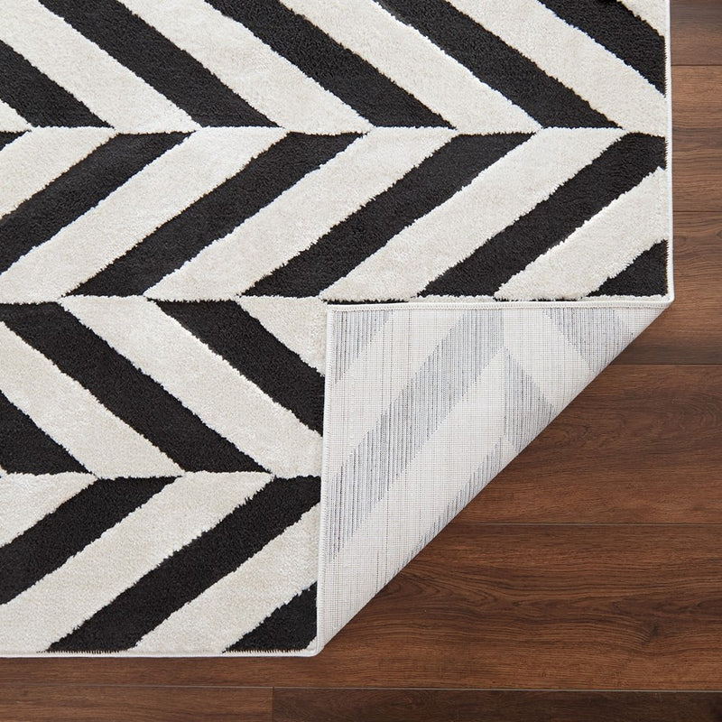 Lavin Rugs T9024 Optika 6'7" x 9'6" Chevron Rug, Cream Black/White