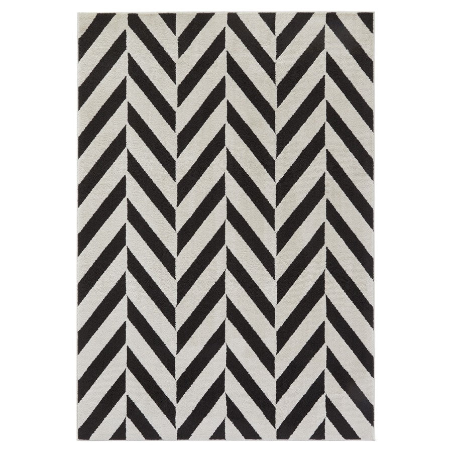 Lavin Rugs T9024 Optika 7'10" x 10'10" Chevron Rug, Black/White - T9024-0811