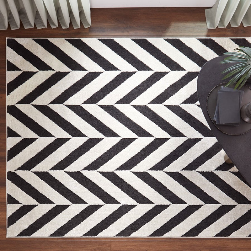 Lavin Rugs T9024 Optika 9'10" x 13'2" Chevron Rug, Black/White