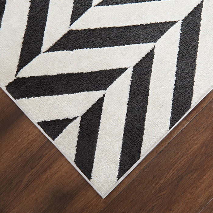 Lavin Rugs T9024 Optika 9'10" x 13'2" Chevron Rug, Black/White