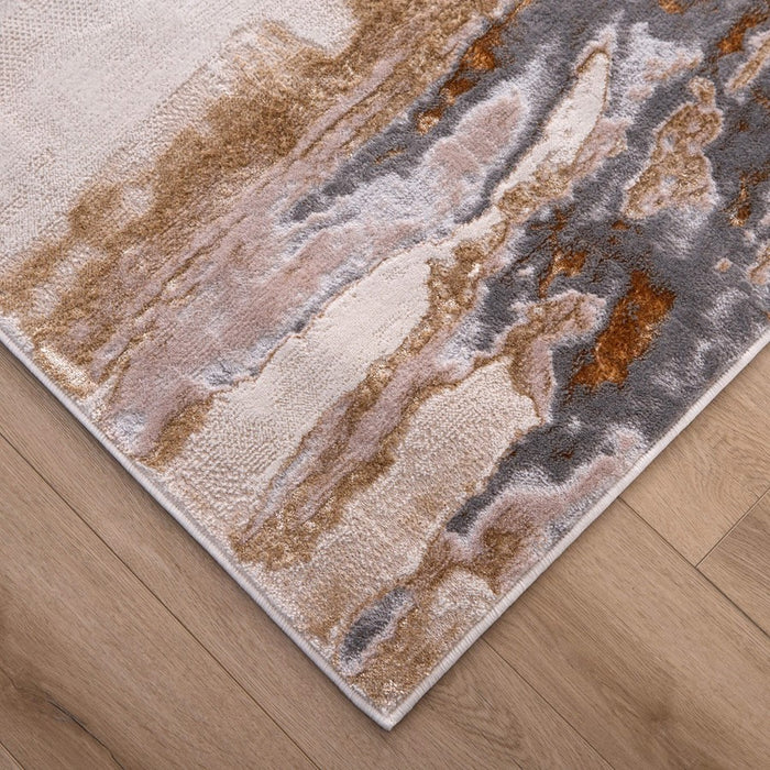 Lavin Rugs T9025 Terra 5'3" x 7'6" Painterly Rug, Cream Gold/Earth