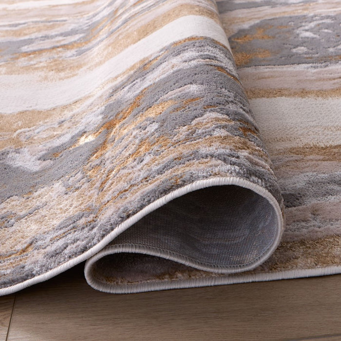 Lavin Rugs T9025 Terra 6'7" x 9'6" Painterly Rug, Cream Gold/Earth