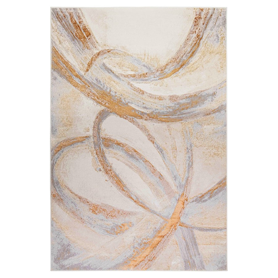 Lavin Rugs T9026 Terra 6'7" x 9'6" Swirl Rug, Cream Gold/Earth - T9026-0609