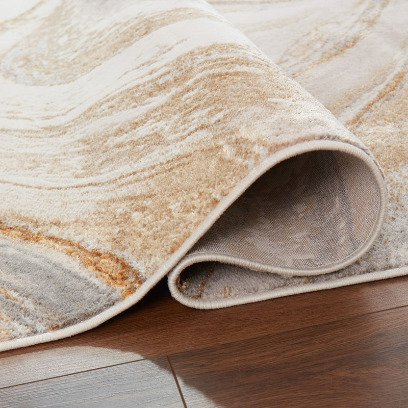 Lavin Rugs T9027 Terra 5'3" x 7'6" Marbled Rug, Cream Gold/Earth