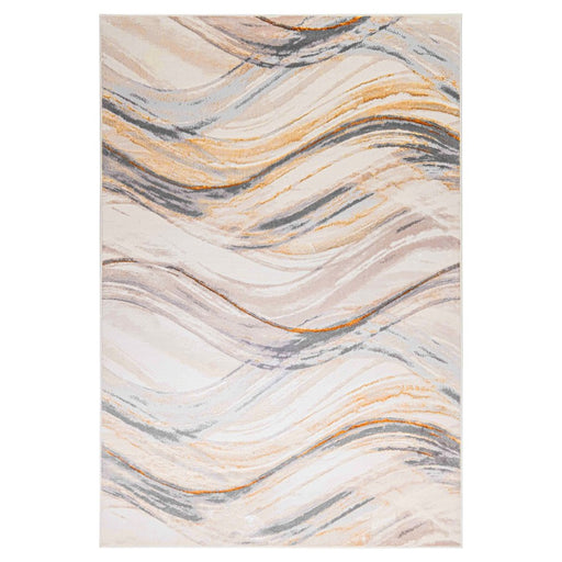 Lavin Rugs T9028 Terra 5'3" x 7'6" Waves Rug, Cream Gold/Earth - T9028-0507