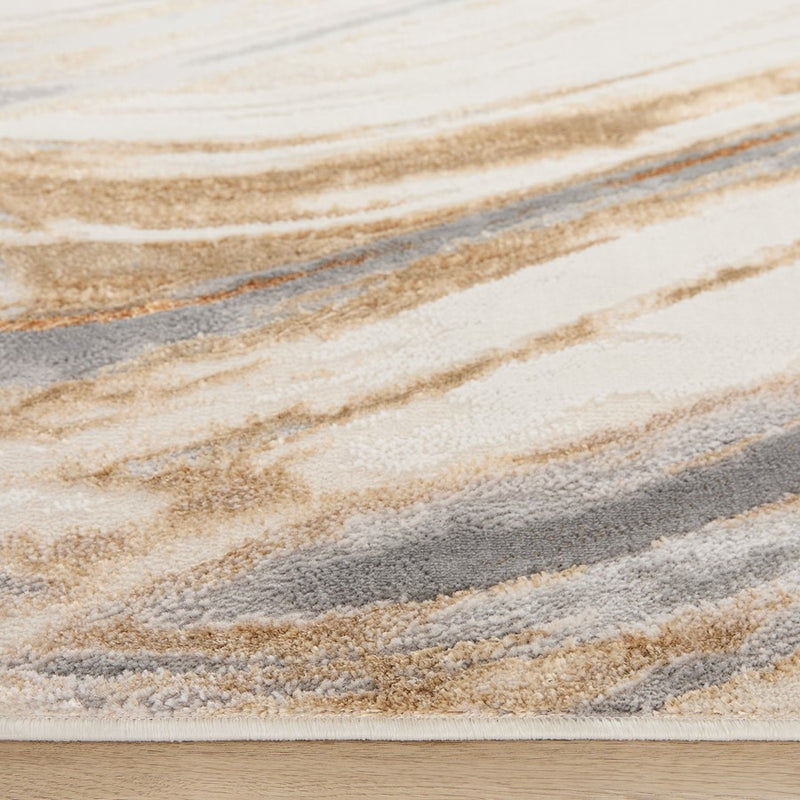 Lavin Rugs T9028 Terra 5'3" x 7'6" Waves Rug, Cream Gold/Earth