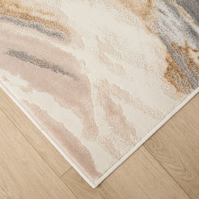 Lavin Rugs T9028 Terra 5'3" x 7'6" Waves Rug, Cream Gold/Earth