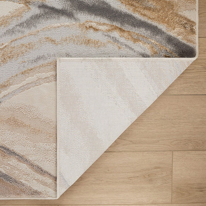 Lavin Rugs T9028 Terra 5'3" x 7'6" Waves Rug, Cream Gold/Earth