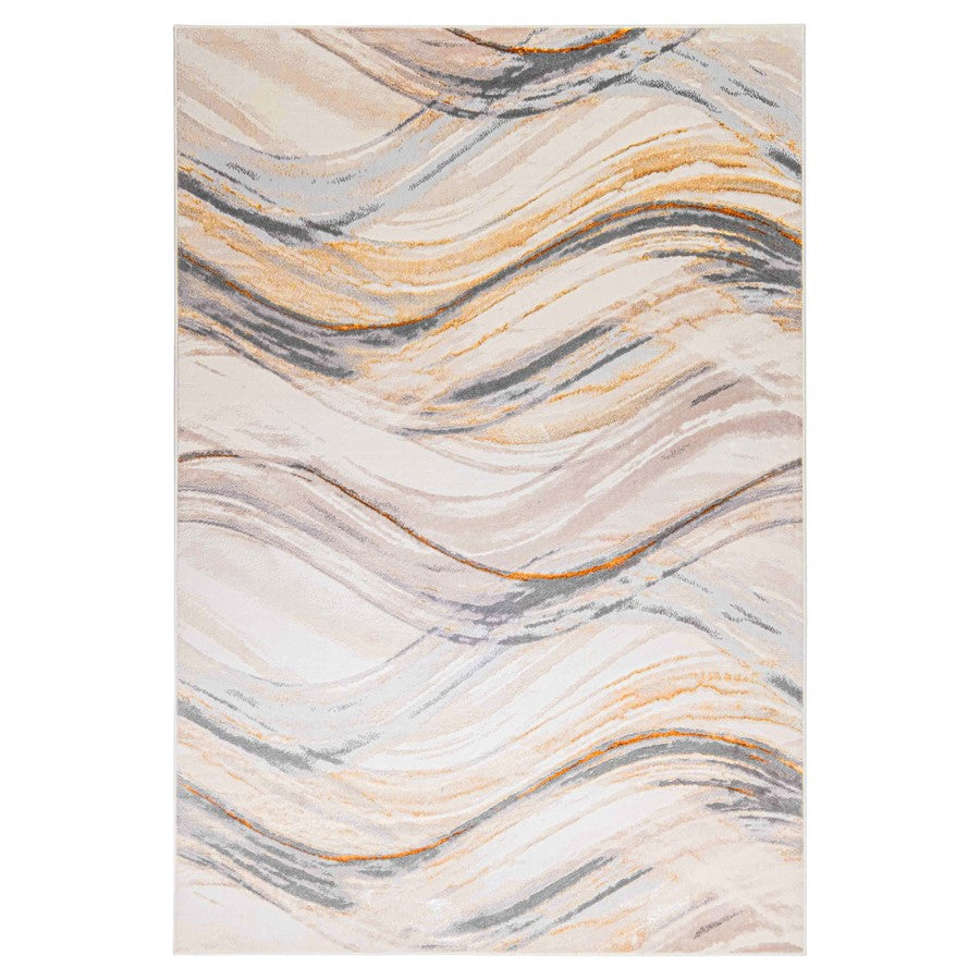 Lavin Rugs T9028 Terra 7'10" x 10'10" Waves Rug, Cream Gold/Earth - T9028-0811
