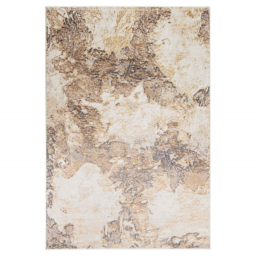 Lavin Rugs T9030 Terra 5'3" x 7'6" Marbled Rug, Cream Gold/Earth - T9030-0507