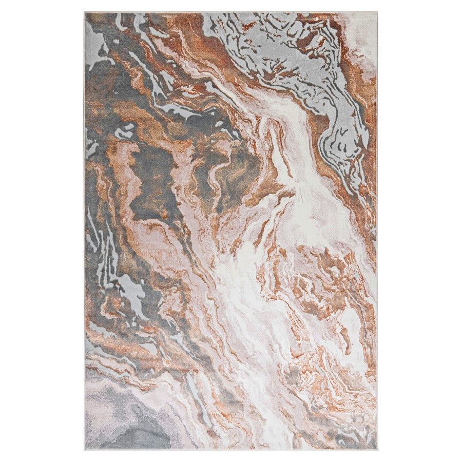 Lavin Rugs T9031 Terra 5'3" x 7'6" Marbled Rug, Cream Gold/Earth - T9031-0507