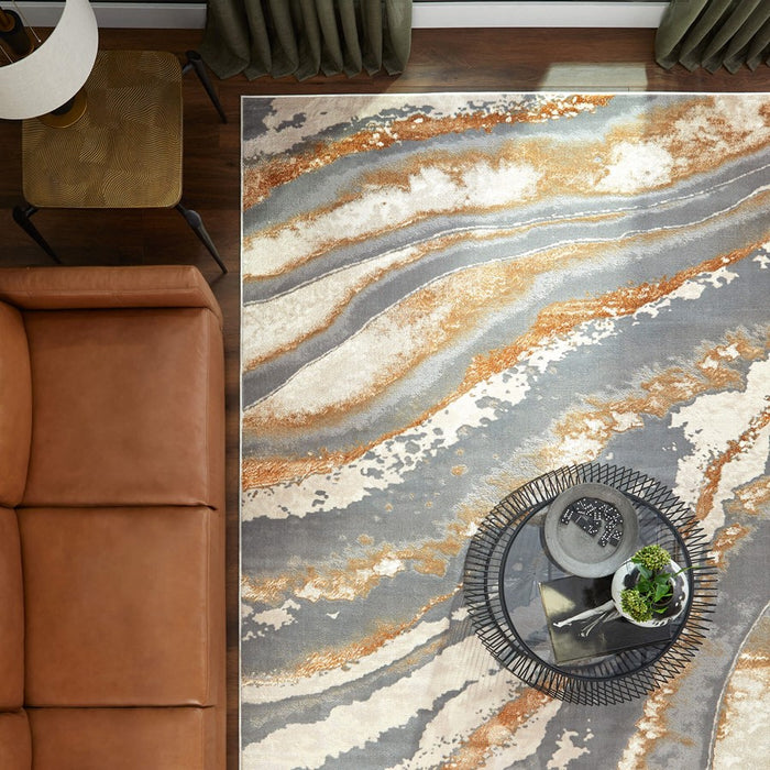 Lavin Rugs T9032 Terra 2' x 3' Marbled Rug, Cream Gold/Earth Tones