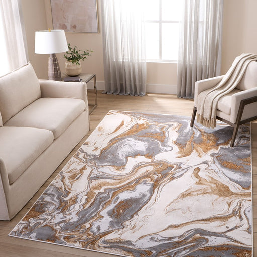 Lavin Rugs T9033 Terra 5'3" x 7'6" Marbled Rug, Cream Gold/Earth