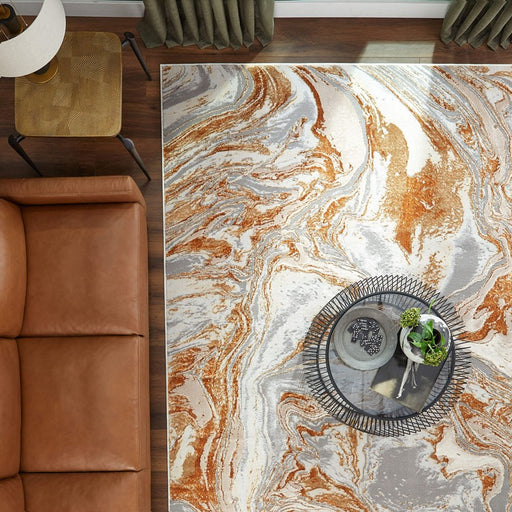 Lavin Rugs T9034 Terra 9'10" x 13'2" Marbled Rug, Cream Gold/Earth