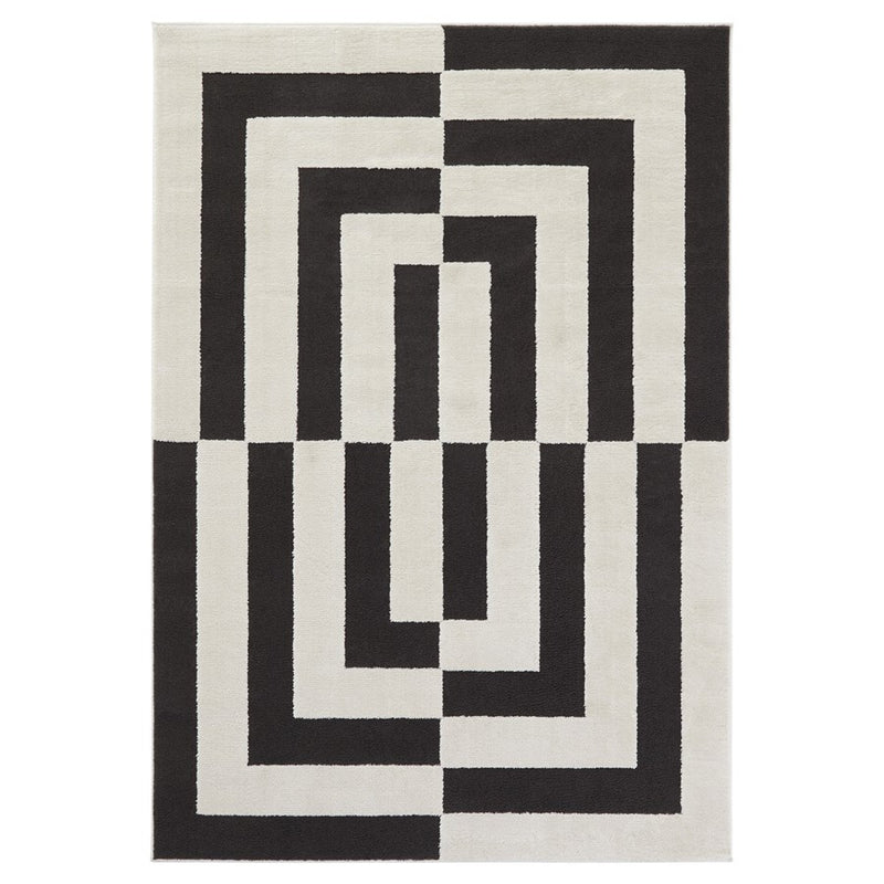 Lavin Rugs T9035 Optika 5'3" x 7'6" Geo Rug, Cream Black/White - T9035-0507