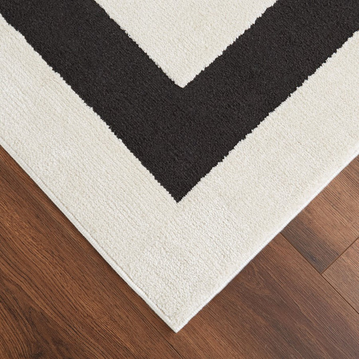 Lavin Rugs T9035 Optika 5'3" x 7'6" Geo Rug, Cream Black/White