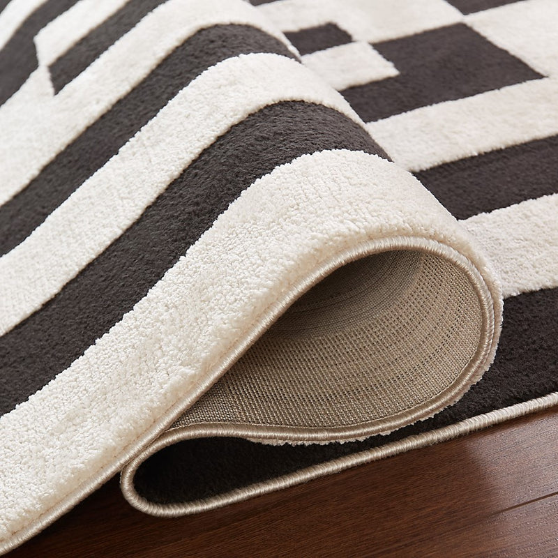 Lavin Rugs T9035 Optika 6'7" x 9'6" Geo Rug, Cream Black/White