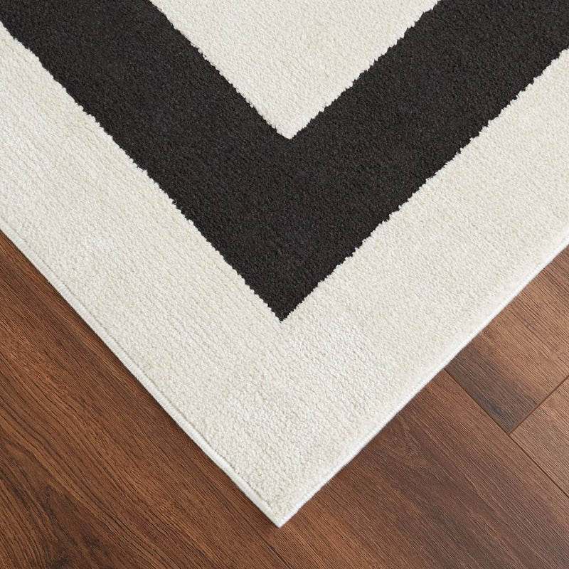 Lavin Rugs T9035 Optika 6'7" x 9'6" Geo Rug, Cream Black/White