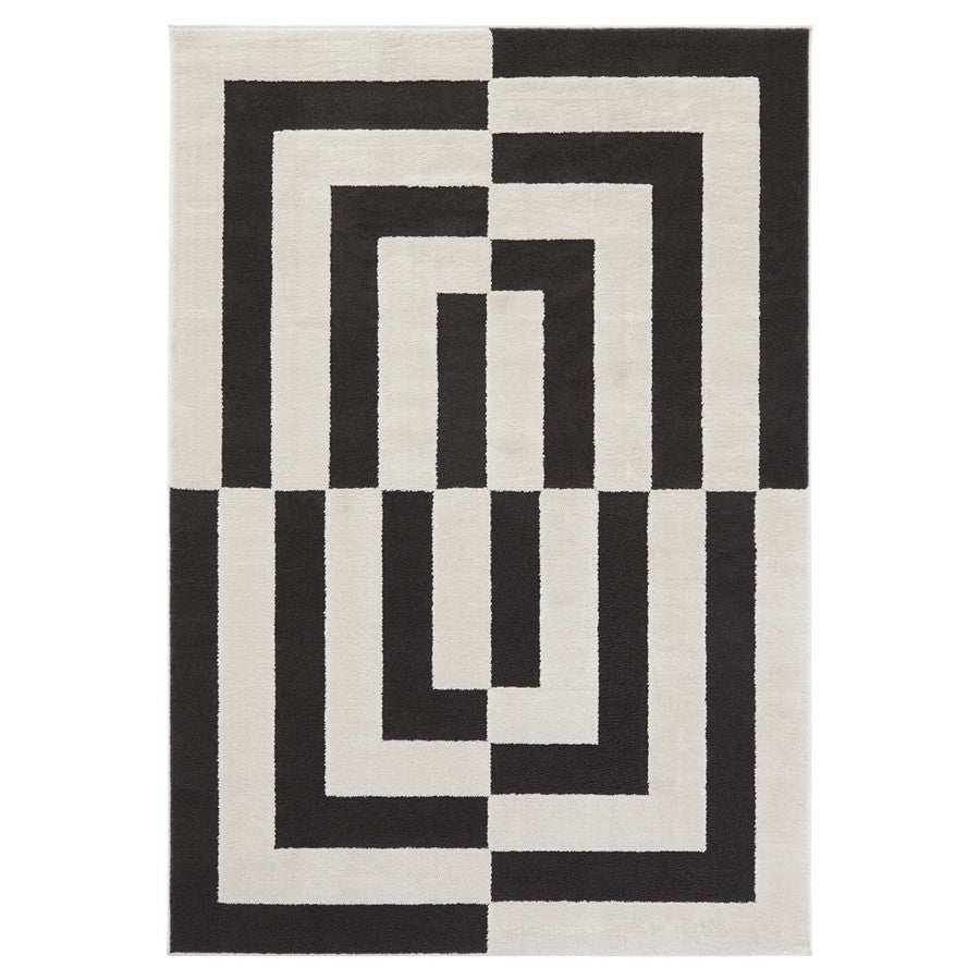 Lavin Rugs T9035 Optika 7'10" x 10'10" Geo Rug, Cream Black/White - T9035-0811