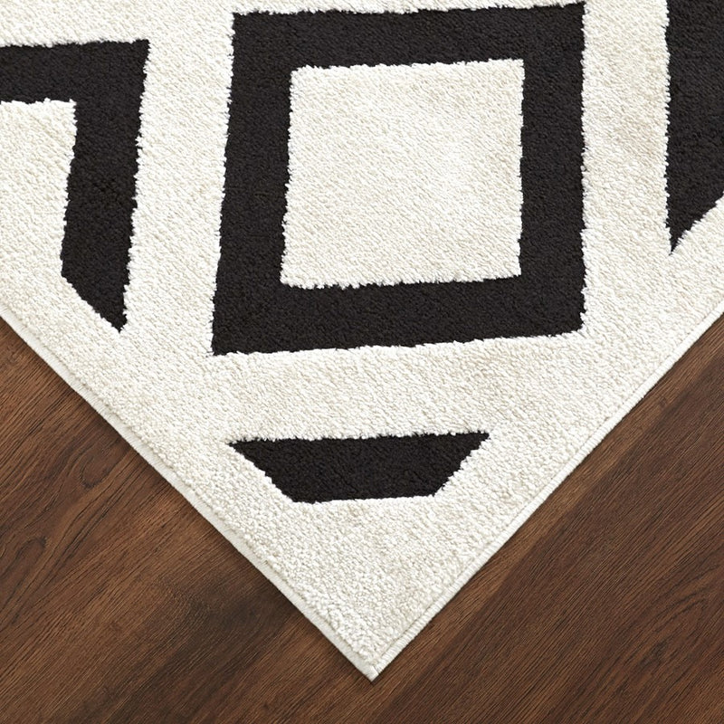Lavin Rugs T9036 Optika 5'3" x 7'6" Geo Rug, Cream Black/White