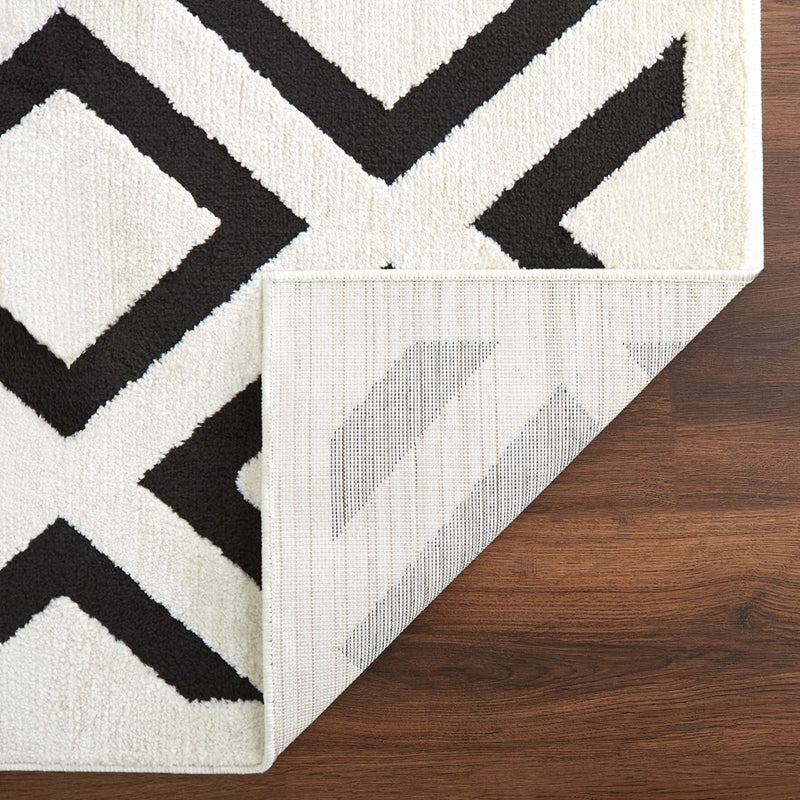 Lavin Rugs T9036 Optika 6'7" x 9'6" Geo Rug, Cream Black/White