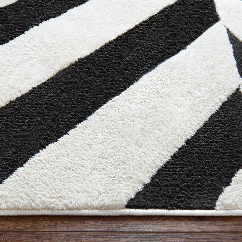 Lavin Rugs T9037 Optika 2' x 3' Geo Rug, Cream Black/White