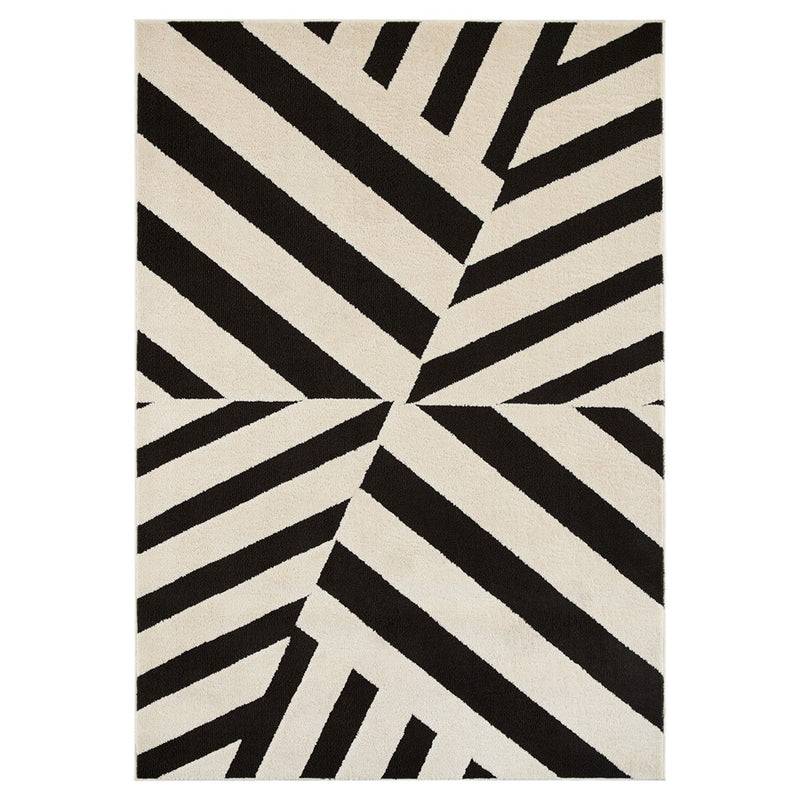 Lavin Rugs T9037 Optika 5'3" x 7'6" Geo Rug, Cream Black/White - T9037-0507