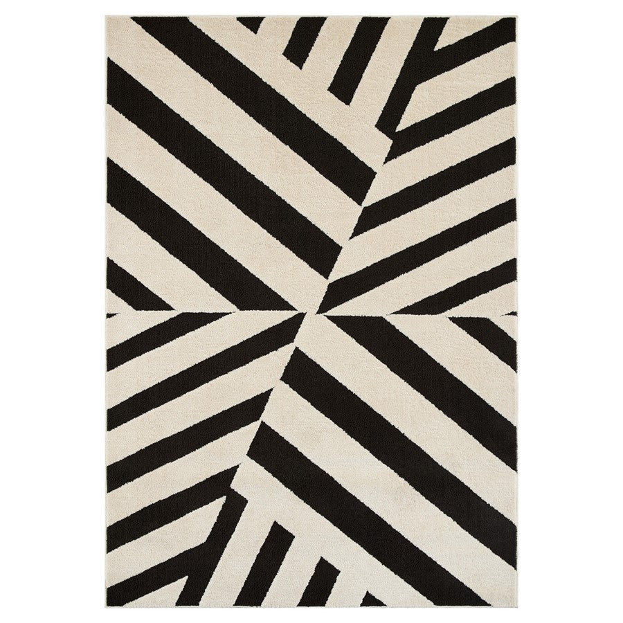 Lavin Rugs T9037 Optika 5'3" x 7'6" Geo Rug, Cream Black/White - T9037-0507