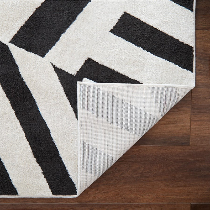 Lavin Rugs T9037 Optika 5'3" x 7'6" Geo Rug, Cream Black/White
