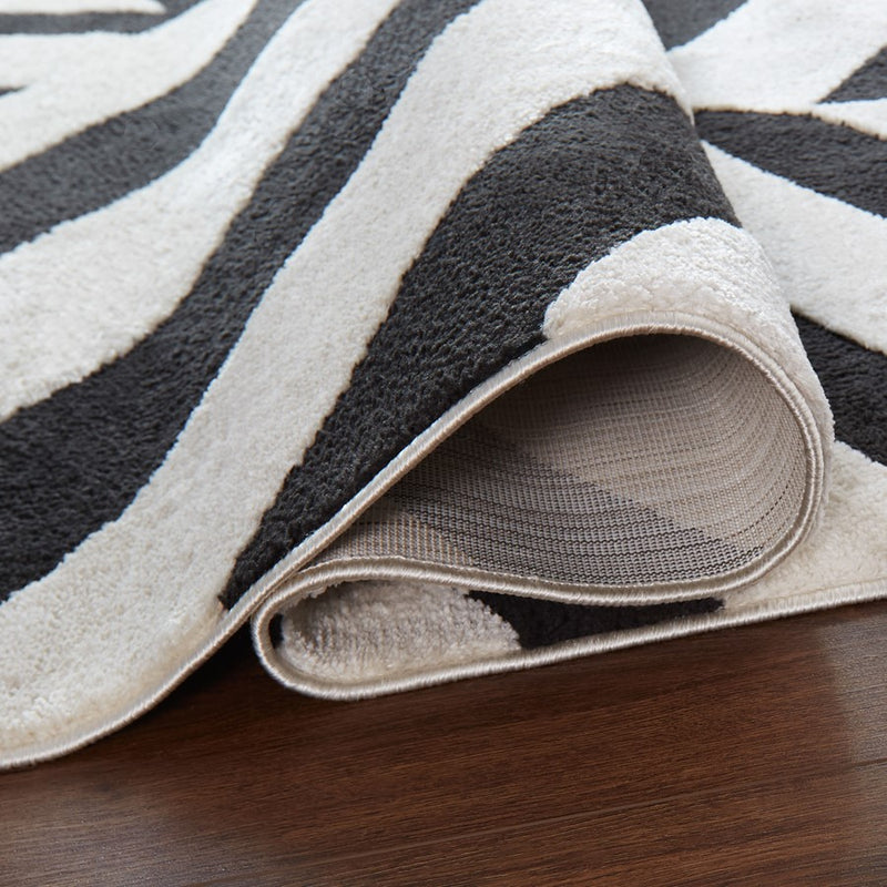 Lavin Rugs T9037 Optika 6'7" x 9'6" Geo Rug, Cream Black/White