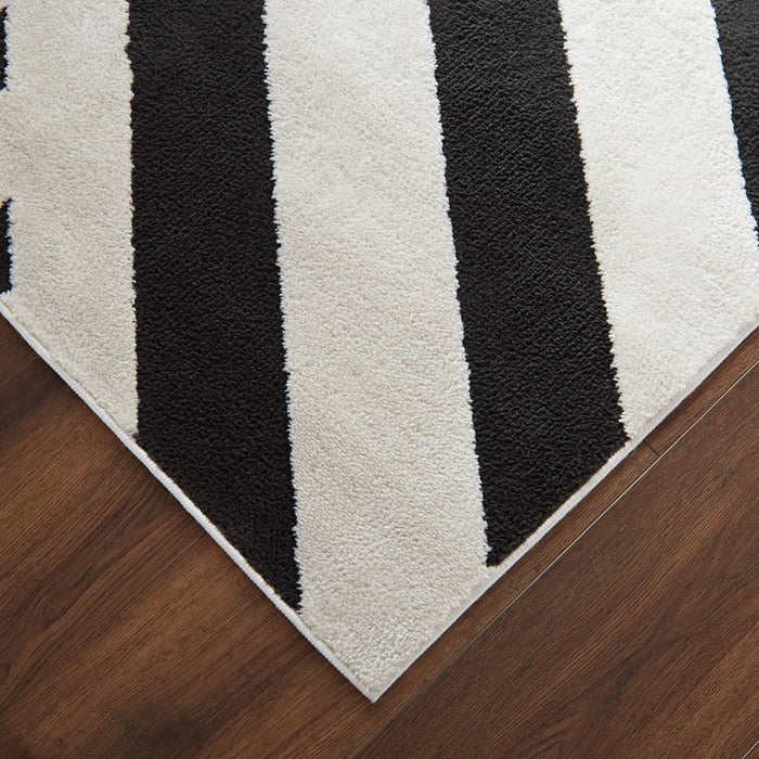 Lavin Rugs T9037 Optika 6'7" x 9'6" Geo Rug, Cream Black/White