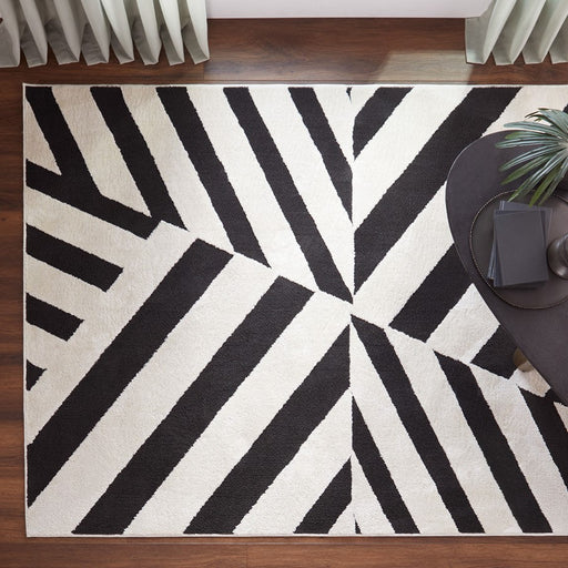 Lavin Rugs T9037 Optika 9'10" x 13'2" Geo Rug, Cream Black/White