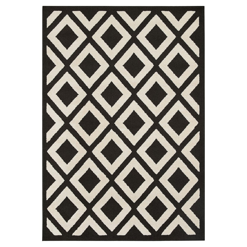 Lavin Rugs T9038 Optika 5'3" x 7'6" Geo Rug, Cream Black/White - T9038-0507