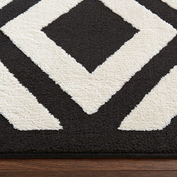 Lavin Rugs T9038 Optika 5'3" x 7'6" Geo Rug, Cream Black/White