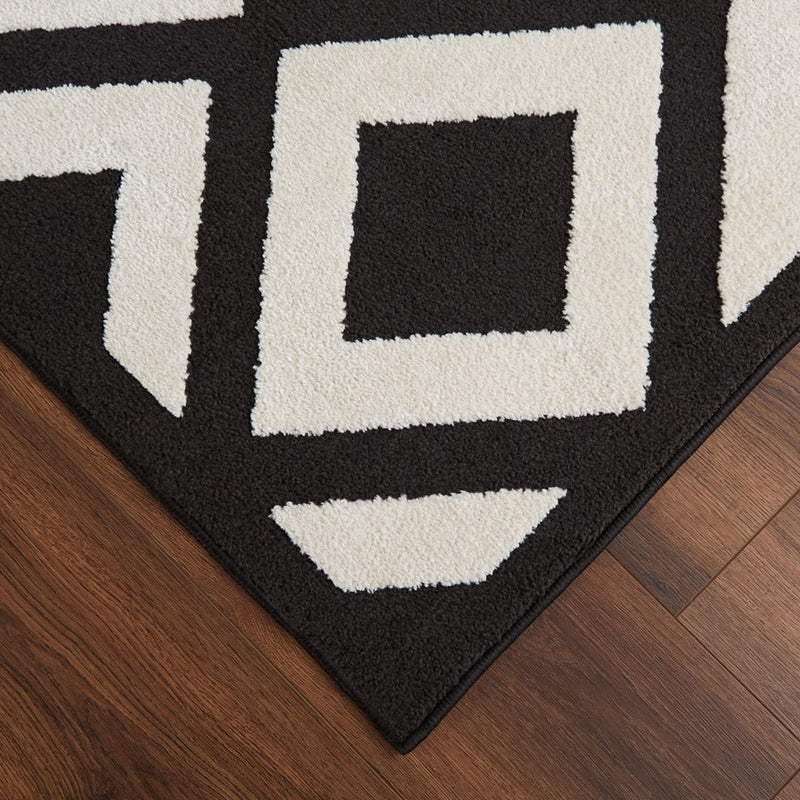 Lavin Rugs T9038 Optika 5'3" x 7'6" Geo Rug, Cream Black/White
