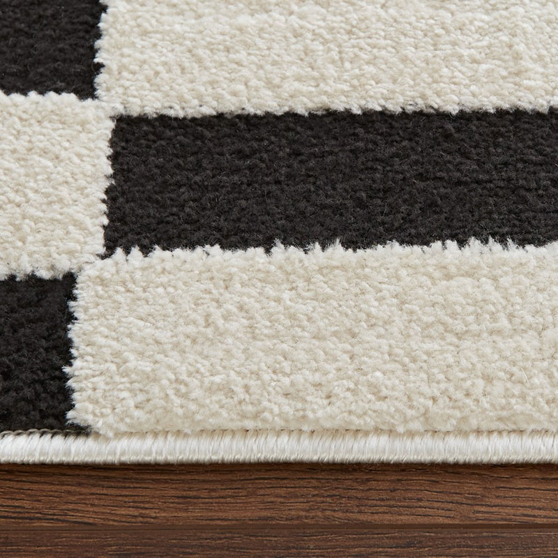 Lavin Rugs T9039 Optika 5'3" x 7'6" Geo Rug, Cream Black/White
