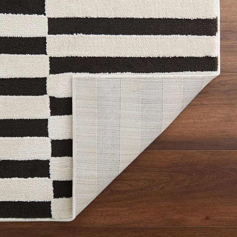 Lavin Rugs T9039 Optika 5'3" x 7'6" Geo Rug, Cream Black/White