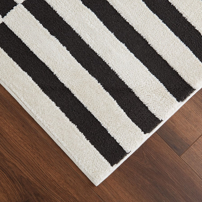 Lavin Rugs T9039 Optika 6'7" x 9'6" Geo Rug, Cream Black/White