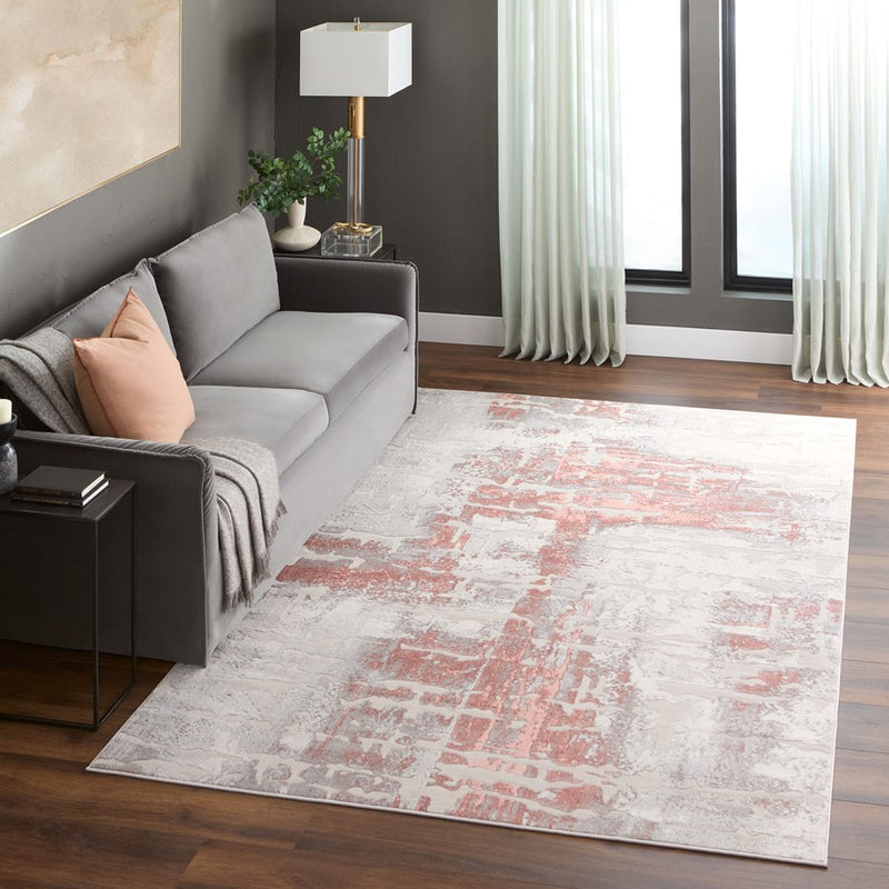 Lavin Rugs U5001 Betsi 2' x 3' Painterly Rug, Cream Grey Pink/Pink