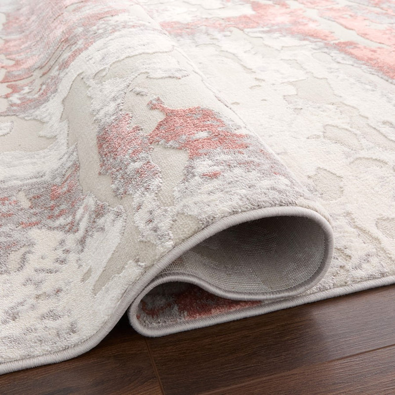 Lavin Rugs U5001 Betsi 2' x 3' Painterly Rug, Cream Grey Pink/Pink