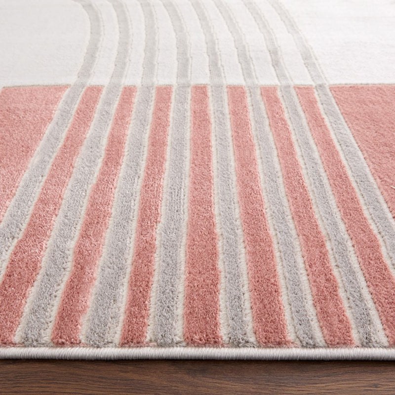Lavin Rugs U5002 Betsi 2' x 3' Geometric Rug, Cream Grey Pink/Pink