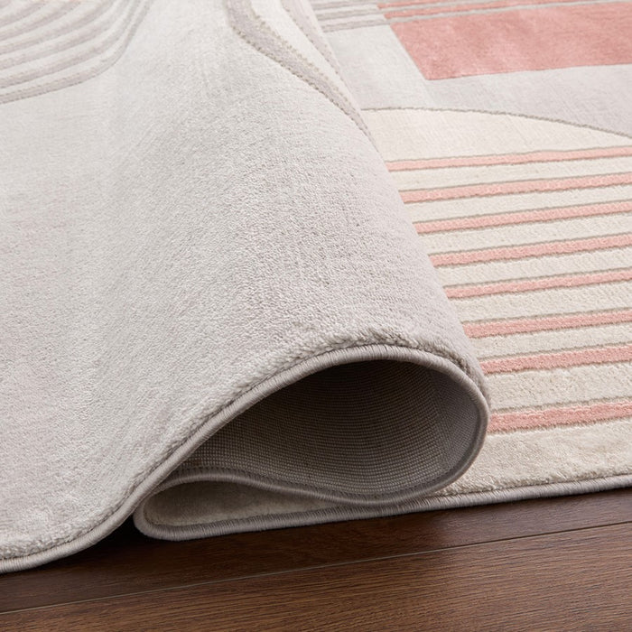 Lavin Rugs U5002 Betsi 2' x 3' Geometric Rug, Cream Grey Pink/Pink